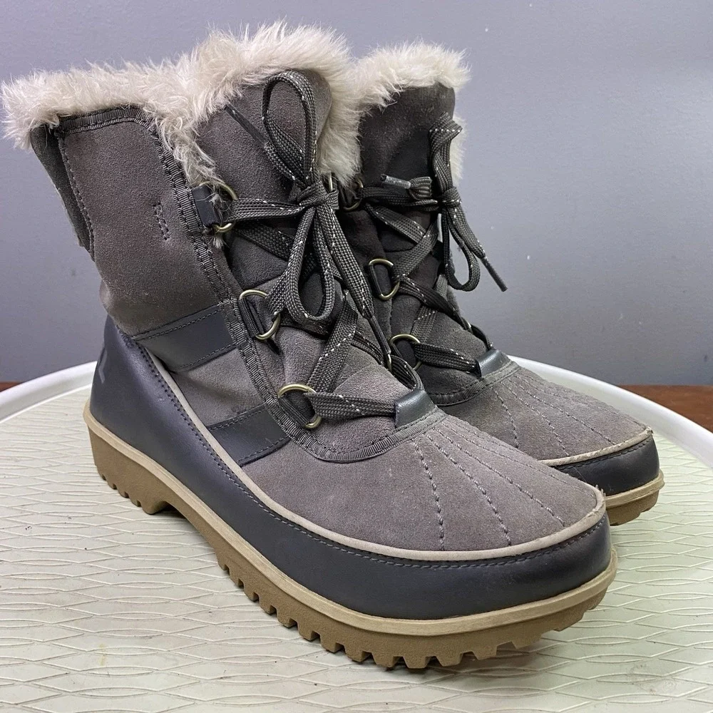 Sorel Tivoli II Women's Winter Snow Boots Waterproof Suede Faux Fur‎ Gray 8.5